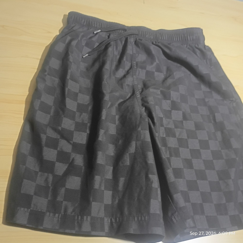 Athletic Works Shorts Kids XL 14-16 Black Checkered Drawstring Athletic